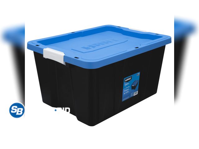 Lot 58-61944 - New HART 17 Gallon Heavy Duty Stackable Latching Plastic Storage Bin Container, Black