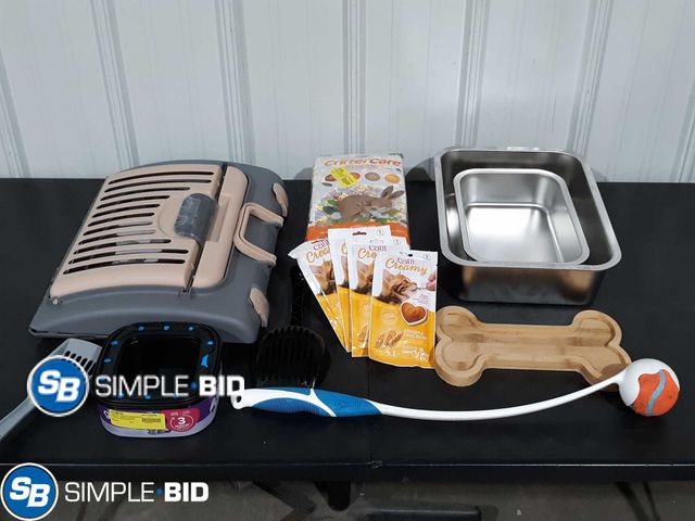 Lot 58-17860 - Lot of PET supplies and accessories including pet Carrier, Toys, food bowls and more - unused