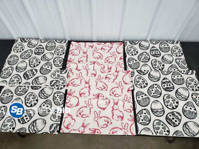 Lot 58-50393 - Lot of (6) New Easter Pillow Coverings - approx. 18" x 18" (4) Black and White Easter Eggs (2) Pink ...