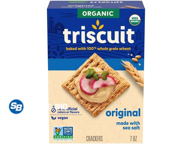 Lot 58-67384 - Lot of (3) Triscuit Organic Original Whole Grain Wheat Crackers, Organic Crackers, Vegan Snacks, 7 o...