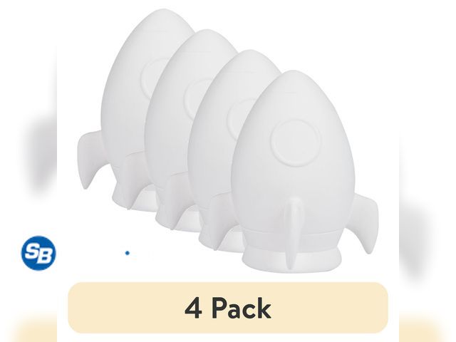 Lot 58-38633 - Lot of (4) New Hello Hobby Ceramic Paintable Bank Rocket Ship, 5.50" Height White Craft Base ( all w...