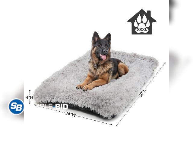 Lot 58-57893 - New Katieovy Extra Large Dog Bed, 50 x 34 inch Fluffy Plush Dog Cage Bed, Washable Dog Mat with Non-...