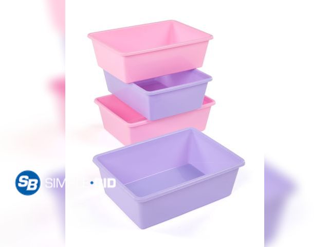 Lot 58-38655 - Humble Crew Purple Large Plastic Storage Bins, Set of 4 - unopened
