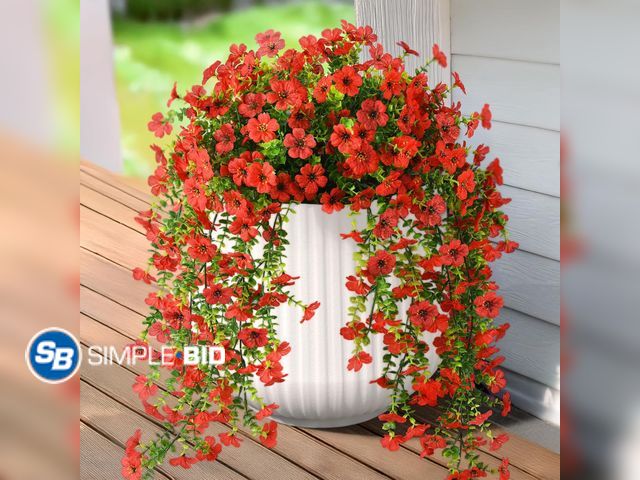 Lot 58-84067 - New Hommyea Artificial Fake Fall Flowers Plants for Outdoors Mums Home Decor UV Resistant No Fade lo...