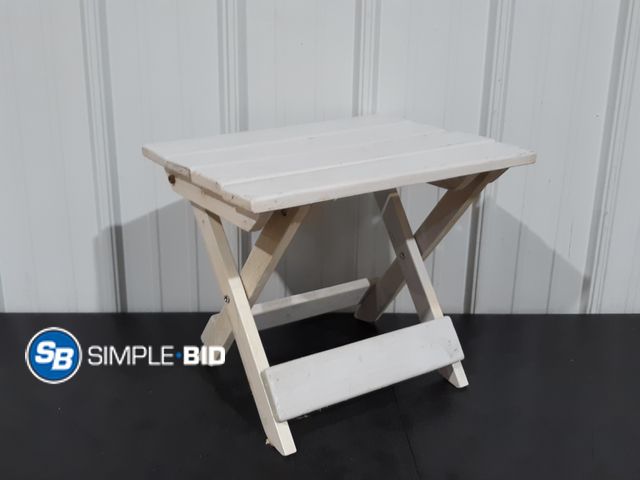 Lot 58-27030 - Fold up White Wood Side Table