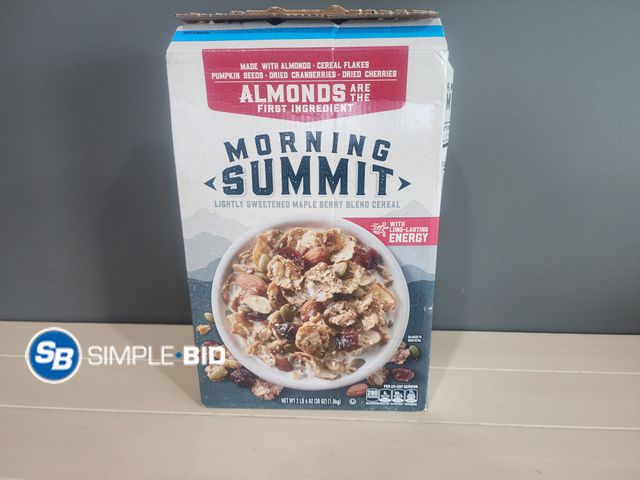 Lot 58-39185 - Morning Summit Almonds are the first ingredient Cereal - unopened