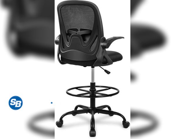 Lot 58-26997 - Primy Drafting Chair Tall Office Chair with Flip-up Armrests Executive Ergonomic Computer Standing D...