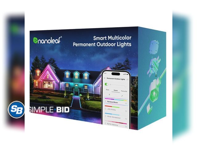 Lot 58-65318 - New Nanoleaf 100ft Matter Smart Multicolor Permanent Outdoor Lights Smarter Kit with Side Clips – Pl...