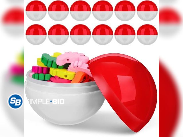 Lot 58-65948 - Empty Vending Machine Capsules - 2.36" Balls for Gumball &amp; Claw Machines - 60 Pcs Red and White ...