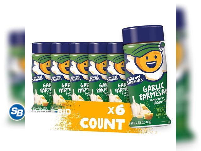 Lot 58-66412 - Lot of (6) Kernel Season's Popcorn Seasoning, Parmesan &amp; Garlic, 2.85 Ounce - unopened