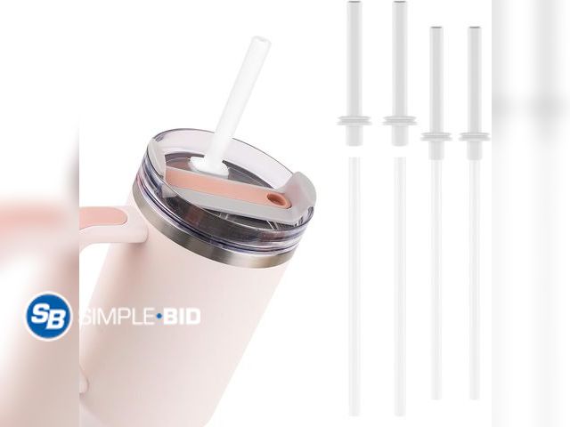 Lot 58-40303 - New 8 Sets Replacement Straw Compatible with Stanley 30 oz, 360° Bendable Silicone Reusable Bent Str...