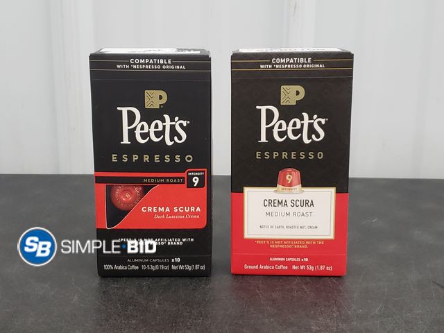 Lot 58-80105 - Lot of (2) Peet's Coffee Crema Scura Premium Medium Roast Intensity 9 Espresso Coffee Pods, 20 Count...