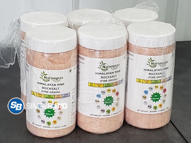 Lot 58-84827 - Lot of (6) Naturanza Himalayan Pink Rock Salt (fine Grain) -1.1lbs - unopened - expired