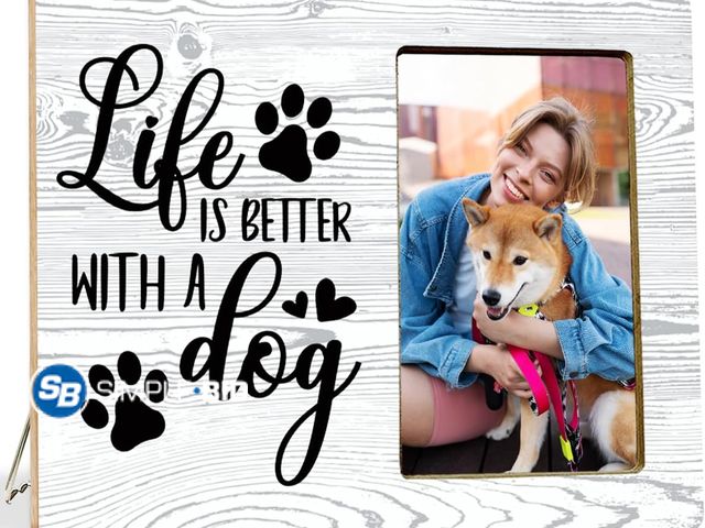 Lot 58-40600 - New Life Is Better With A Dog Wood Photo Frame, Pet Picture Frame for Dog Lovers