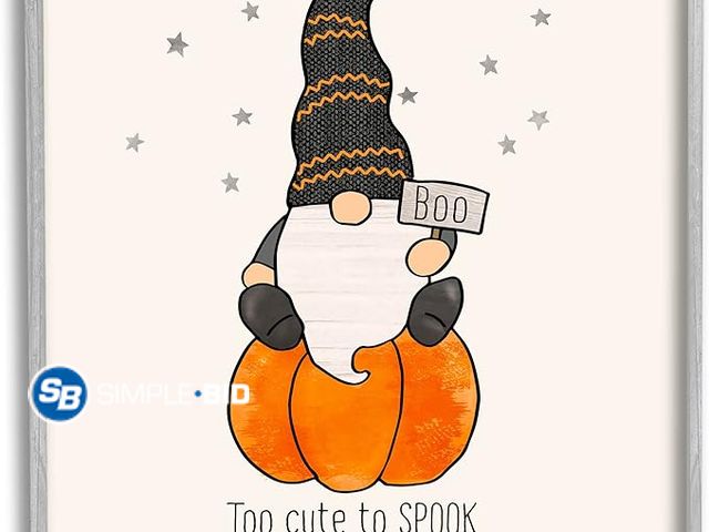 Lot 58-34934 - New Stupell Industries Too Cute To Spook Gnome Phrase Giclee Framed Wall Art, Design by PDR Studios