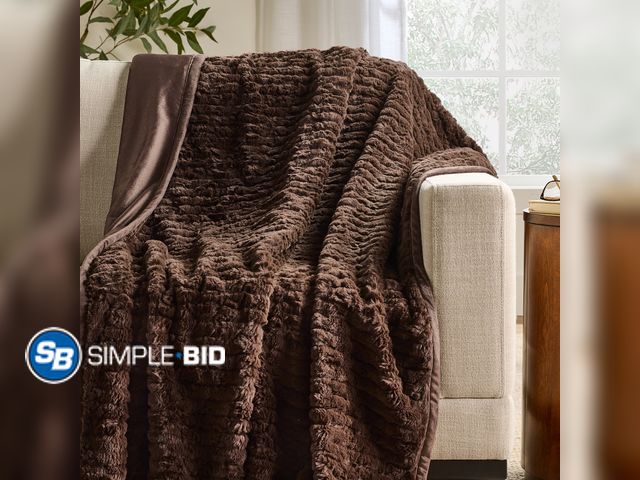 Lot 58-37070 - New Better Homes &amp; Gardens Brown Twisted Rib Faux Fur Throw, 50" x 72"