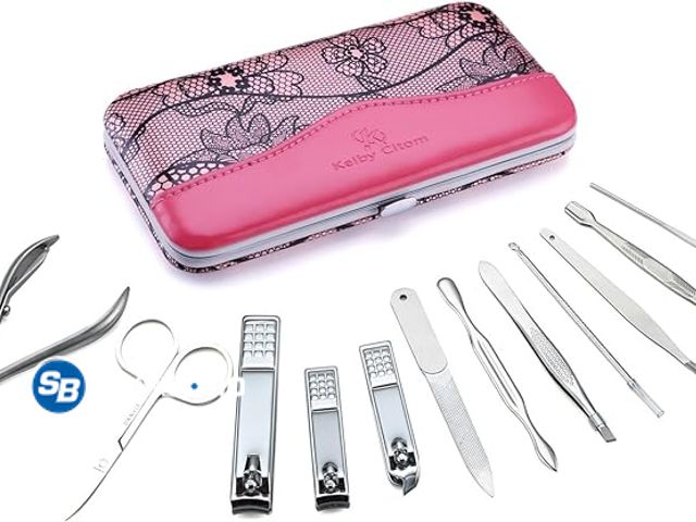 Lot 58-34626 - New Manicure Set Professional Nail Clippers Kit Pedicure Care Tools- Stainless Steel Grooming Kit 12...
