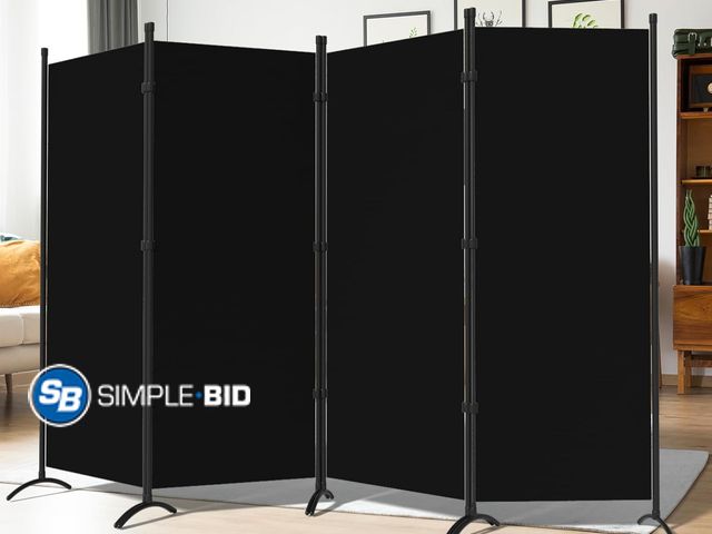 Lot 58-76005 - New Room Dividers Folding Privacy Screens 4 Panel Partition Screen Steel Frame&amp; Frabic Office Pa...