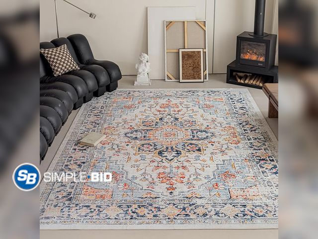 Lot 58-28467 - New VK VK·LIVING 9x12 Area Rug Washable Rugs for Living Room Rug Vintage Design Boho Rug with Non Sl...