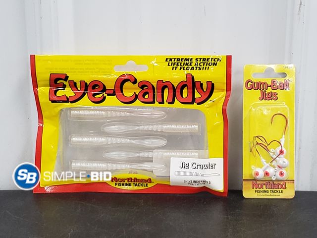 Lot 58-70286 - Lot of (2) Packages of Jigs -- (1) Eye-Candy Jig Crawler 3 1/2" set of 5 (1) Gum-Ball jigs set of 5