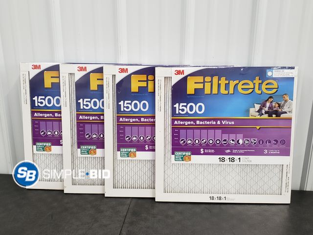 Lot 58-72284 - Lot of (4) Filtrete Air Filters - 18x18x1