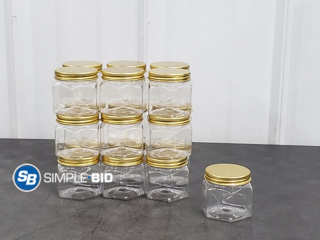 Lot 58-75814 - Lot of (19) Small Plastic Hexagon Shaped Containers with Screw-On Lids - Approx 2"x2"
