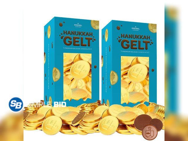 Lot 58-63918 - Lot of (2) Hanukkah Chocolate Gelt, Nut-Free, Belgian Milk Chocolate Coins, Kosher Chanukah Gelt - u...