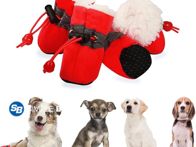 Lot 58-56390 - New YAODHAOD Dog Shoes for Winter, Dog Boots &amp; Paw Protectors, Fleece Warm Snow Booties for Pupp...