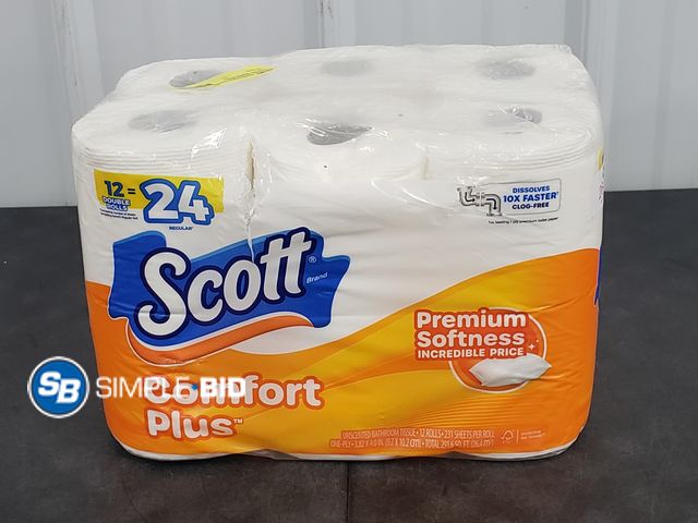 Lot 58-67654 - SCOTT! Comfort Plush Toilet paper 12 rolls = 24 rolls - unopened