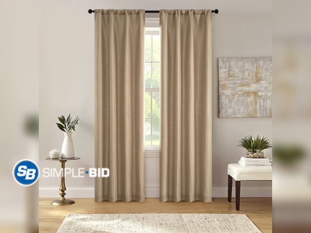Lot 58-54828 - New Mainstays Southport Textured Light Filtering Curtain Panel Pair, Set of 2, Beige, 40"W x 95"L