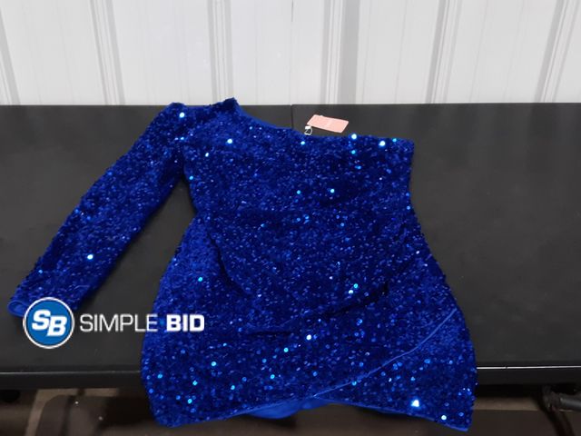 Lot 58-28503 - Women's - Young Adult Royal Blue One Shoulder Sparkly Dress, Size Large- NWT -- Great for Homecoming...