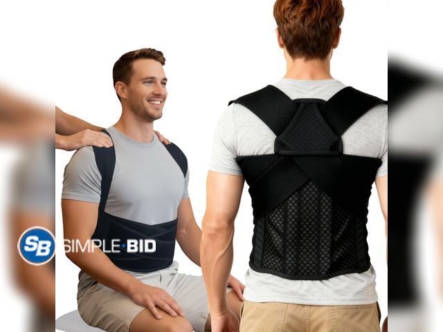Lot 58-57847 - New Back Posture Corrector Brace for Men &amp; Women, Back-Anchored Shoulder Support, 3.1-Inch Wide ...