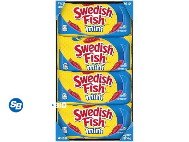 Lot 58-70786 - SWEDISH FISH mini -- individually packaged - unopened - 24 bags - expired