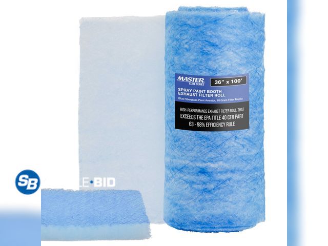 Lot 58-29199 - New Master Elite Premium Paint Spray Booth Exhaust Filter Roll, 36" x 100' - 18 Gram Heavy-Duty Fibe...