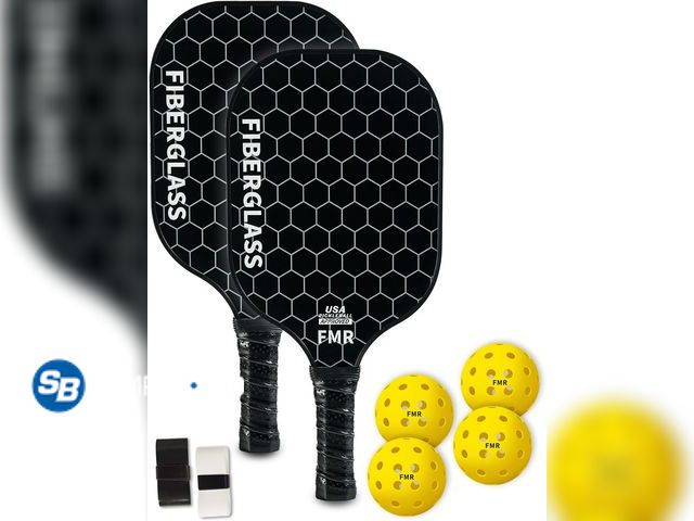 Lot 58-68351 - New Pickleball Paddles Set of 2 with 4 Balls - USAPA Approved Fiberglass Surface, Lightweight, Non-S...