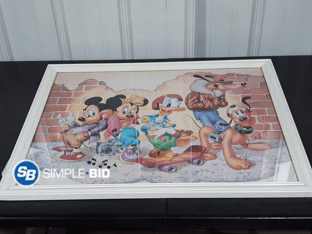 Lot 58-34832 - Decorative Disney Mickey Mouse -- Donald duck -- Goofy Framed wall decor - approx. 31" x 25"