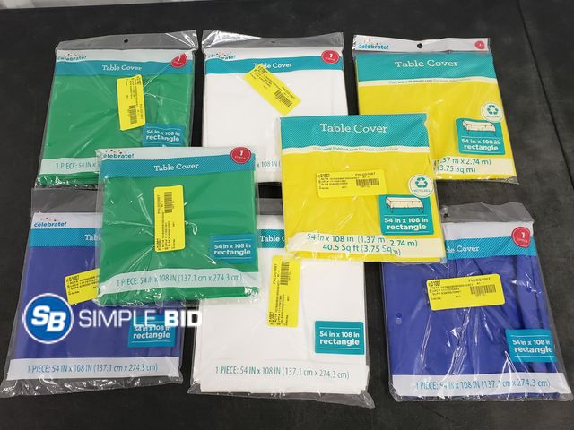 Lot 58-60439 - Lot of (8) Table Covers - variety of colors and sizes - unused