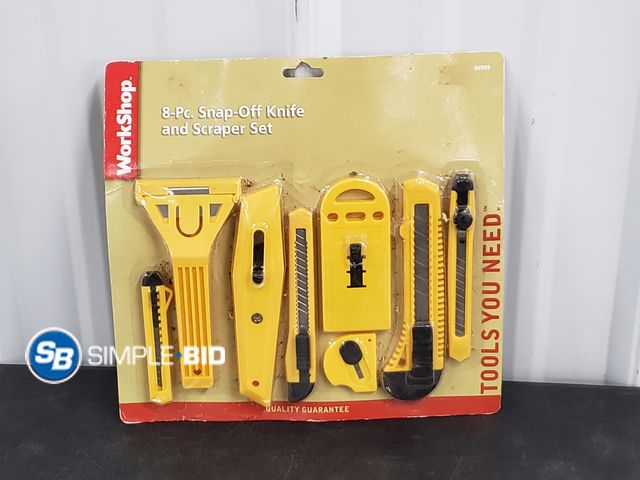 Lot 58-53187 - WorkShop 8 Piece Snap-Off Knife and Scraper Set