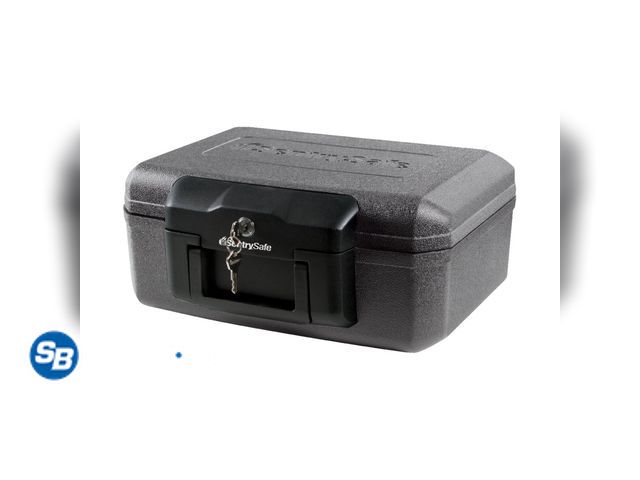 Lot 58-58107 - SentrySafe 1200 Fire-Resistant Box Safe with Key Lock 0.18 Cu. ft., Black - appears unused