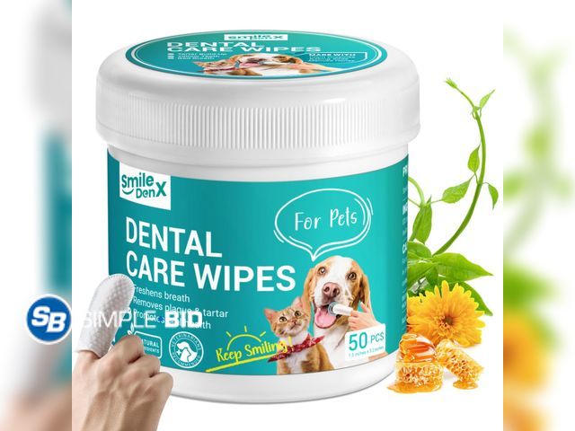 Lot 58-52488 - New Teeth Cleaning Wipes for Dogs &amp; Cats, Dog Finger Toothbrush Wipes, Dog Dental Care Finger Wi...