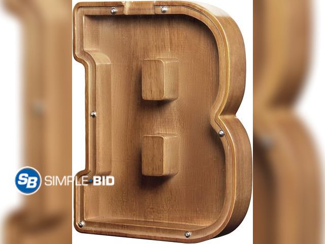 Lot 58-28493 - New Large Wooden Letter Coin Personalized Piggy Bank for Boys Girls Kids Toddler Adults Money Bank B...