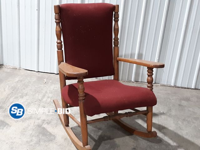 Lot 58-25443 - Wooden Rocking Chair with Padded seat and Back
