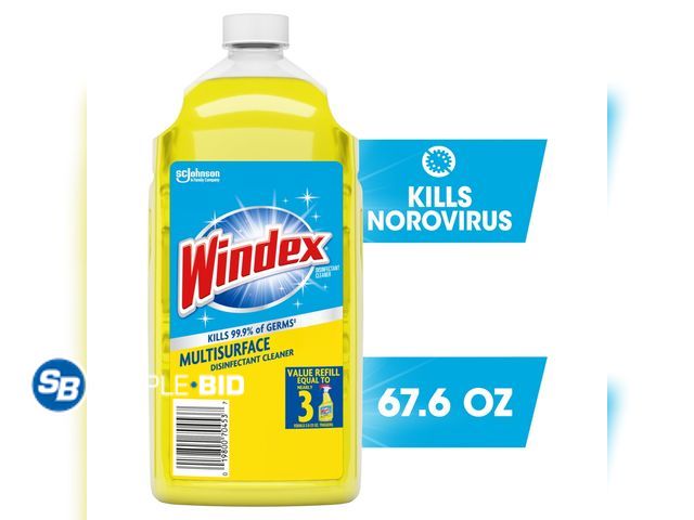 Lot 58-54756 - New Windex Disinfectant Cleaner Multi-Surface Refill, Citrus Fresh, 2 L
