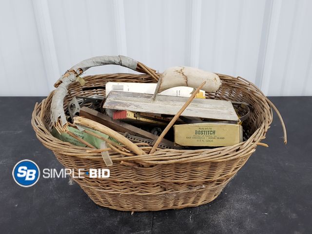 Lot 58-36032 - Old Wicker Basket full of Various Tools and More