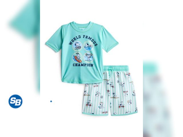Lot 58-71175 - Character Toddler Boy Short-Sleeve Rash Guard and Swim Trunk Set, Size 3T - NWT