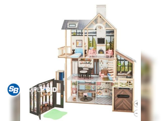 Lot 58-50489 - Kid Kraft Lakeview Villa Wooden Dollhouse &amp; Greenhouse - appears unopened
