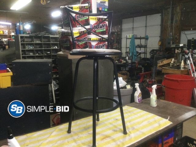 Lot 58-37963 - Chair 1 Metal Bar Height Wwivel Chair with Back Rest