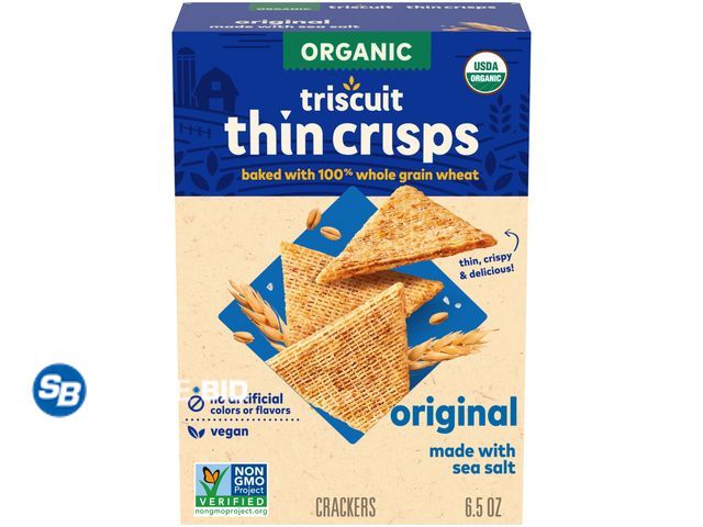 Lot 58-72652 - Lot of (3) Triscuit Organic Original Whole Grain Wheat Crackers, Organic Crackers, Vegan Snacks, 6.5...