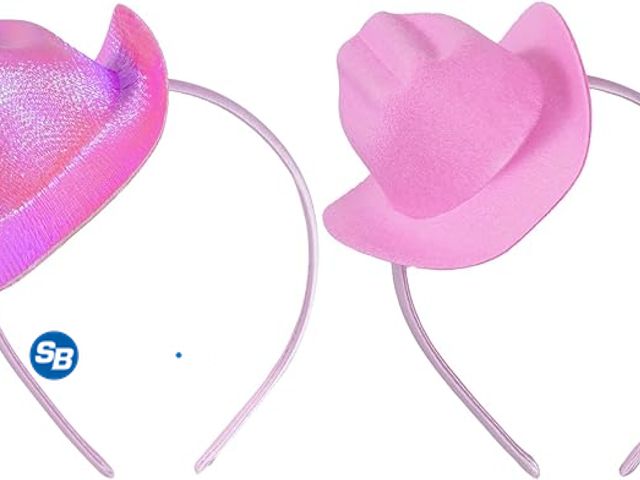 Lot 58-58240 - New Pink Cowgirl Hat Headband Mini Cowboy Hat for Women Western Cowgirl
