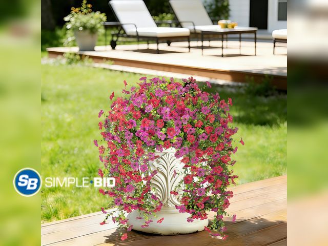 Lot 58-83150 - New Senjie Artificial Hanging Flowers for Outdoor Spring Decor, 2 pcs UV Resistant Fake Silk Faux Fl...